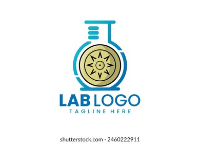 Flaches modernes einfaches Schild-Labor-Logo-Vorlage-Symbol-Vektorgrafik-Design-Illustration