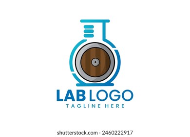 Ilustración moderna plana del diseño del Vector del icono de la Plantilla del logotipo del laboratorio del escudo simple