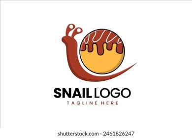Flat modern simple takoyaki snail logo template icon symbol vector design illustration