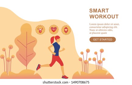 Flat modern smart workout run design of website template
