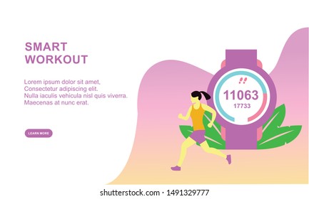 Flat modern smart workout run design of website template
