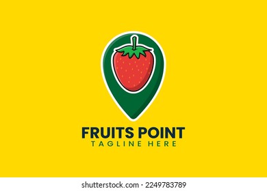 Flat modern strawberry pin point logo template vector illustration