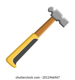 A flat and modern style yellow ball pein hammer image for those of you who need a hammer element for your modern and flat construction presentation, animation, stop motion material.  svg