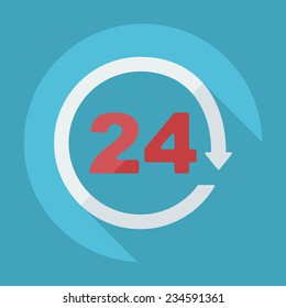 Flat modern symbol 24 hours, around the clock