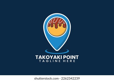 Flat modern takoyaki pin point logo template vector illustration