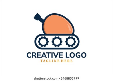 Flat Modern tank with boiled egg logo icon template vector design illustration