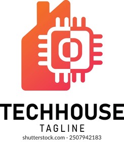 Flat Modern Tech House Logo Design 