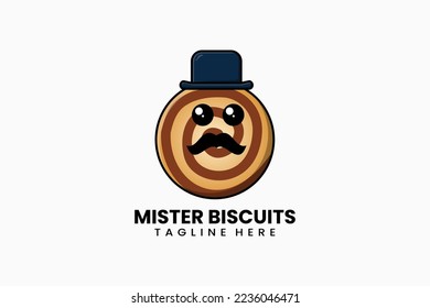 Flat modern template mister biscuits logo concept vector illustration