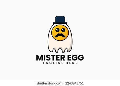 Flat modern template mister egg logo concept vector illustration