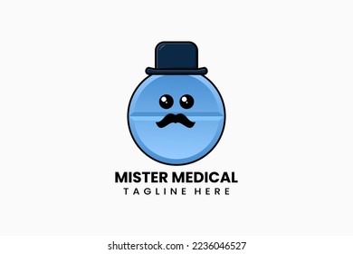 Flat modern template mister medical logo concept vector illustration medicine logo
