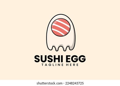 Flat modern template mister sushi egg logo concept vector illustration