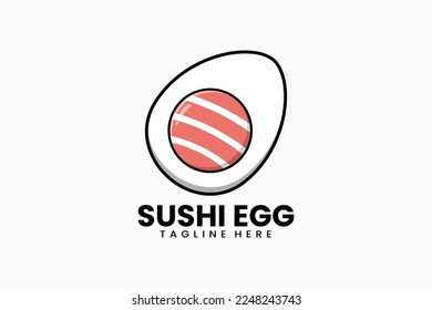 Plantilla moderna plana mister logo de huevo sushi ilustración vectorial