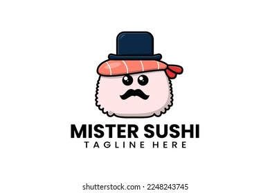 Modelo moderno plano mister concepto de logotipo de sushi ilustración vectorial