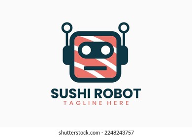 Flat modern template mister sushi robot logo concept vector illustration