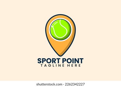 Flat modern tennis ball pin point logo template vector illustration