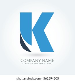flat modern typography initial letter k, alphabet logo design for brand and company identity