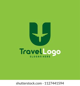 Flat Modern U Initial Travel logo designs concept vector