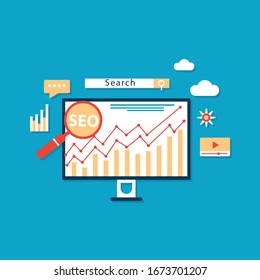 Concepto vectorial moderno y plano Optimización y análisis de sesión con iconos