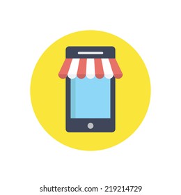 Flat modern vector icon: online shop.
