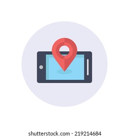 Flat modern vector icon: phone navigation.