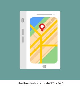 Flat modern vector icon: phone navigation. Maps