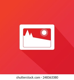 Flat modern vector icon: picture. Long shadow