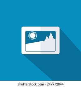 Flat modern vector icon: picture. Modern design flat style icon with long shadow effect