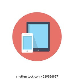 Flat modern vector icon: tablet and phone.