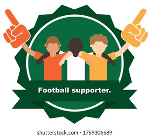 Flat modern vector of sport fans cheering team. Sports team victory concept