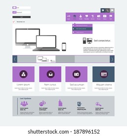Flat modern web design elements, buttons, icons. Website template. 