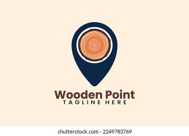 Flat modern wooden pin point logo template vector illustration