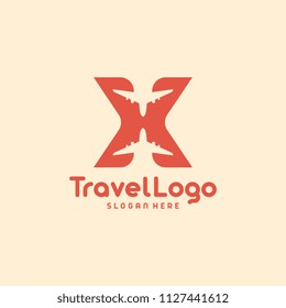 Flat Modern X Initial Travel logo designs concept vector
