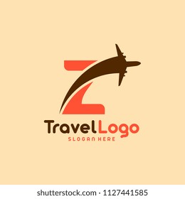 Flat Modern Z Initial Travel logo designs concept vector