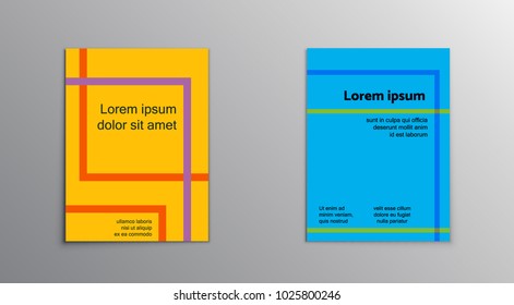 Flat modernism covers set with minimal geometric shapes and forms. Abstract simple composition in swiss style design. Colorful futuristic patterns in EPS 10 vector. Modern decoration figures.