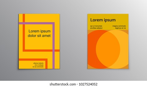 Flat modernism covers set with minimal geometric shapes and forms. Abstract simple composition in swiss style design. Colorful futuristic patterns in EPS 10 vector. Modern decoration figures.