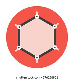 flat molecular icon on red circle background