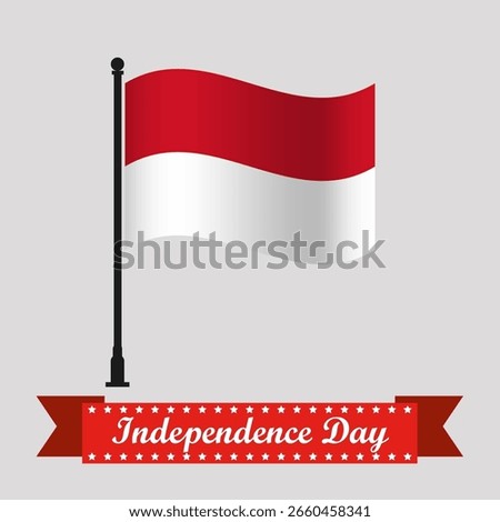 Flat Monaco Independence Day With Waving Flag