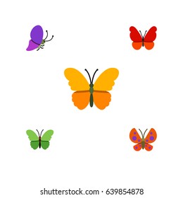 Flat Monarch Set Of Moth, Milkweed, Monarch And Other Vector Objects. Also Includes Butterfly, Moth, Milkweed Elements.