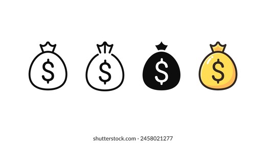 flat money bag dollar icon