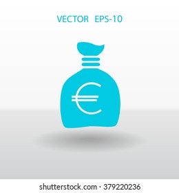 Flat Money bag icon, vector illustration