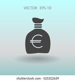 Flat Money bag icon, vector illustration