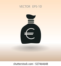 Flat Money bag icon, vector illustration
