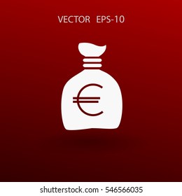 Flat Money bag icon, vector illustration