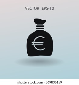 Flat Money bag icon, vector illustration