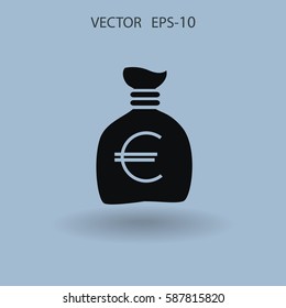 Flat Money bag icon, vector illustration