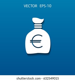 Icono de bolsa de dinero plana, ilustración vectorial