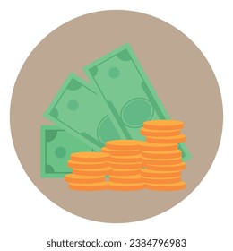 Flat money icon. Vector on white background