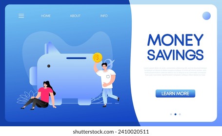 Flat money savings people. Flat vector illustration