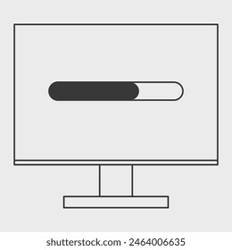 Flat monitor design with a loading bar symbol