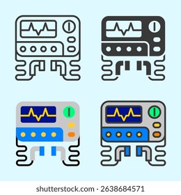 Flat monitor icons with heartbeat line, modern and stylized for ICU or emergency context, ideal for health app interface or medical dashboard.